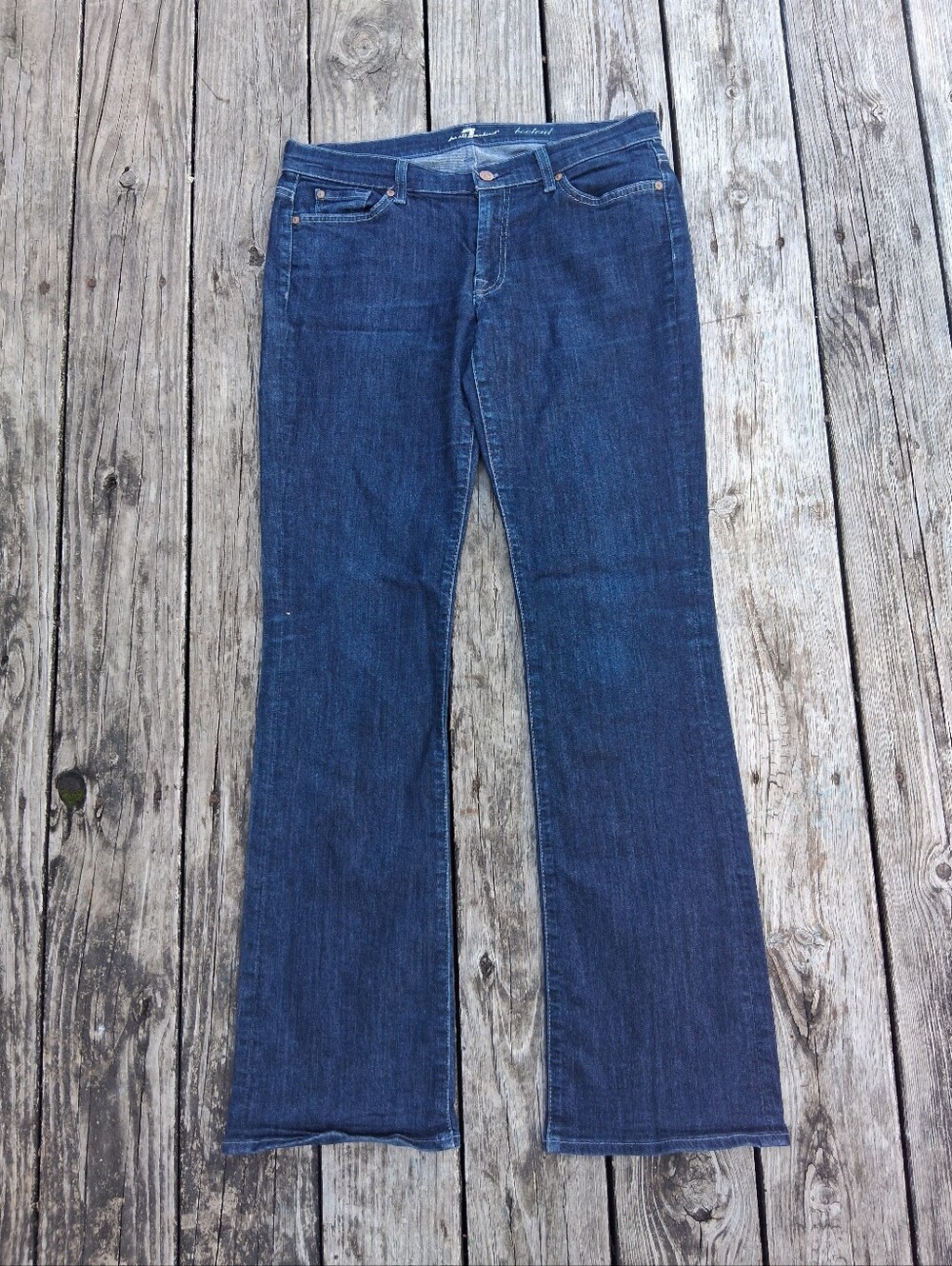 7 For All Mankind Bootcut Jeans Womens 31 Dark Wash Low Rise 33 Inseam